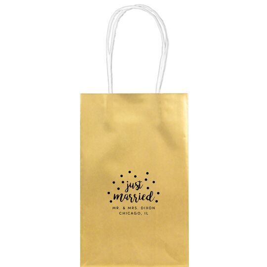 Confetti Dots Just Married Medium Twisted Handled Bags